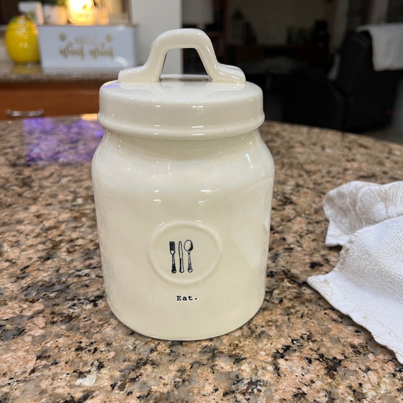 Rae Dunn “Eat.” Ceramic Canister 7” Kitchen Jar Artisan Collection by Magenta - Picture 5 of 9